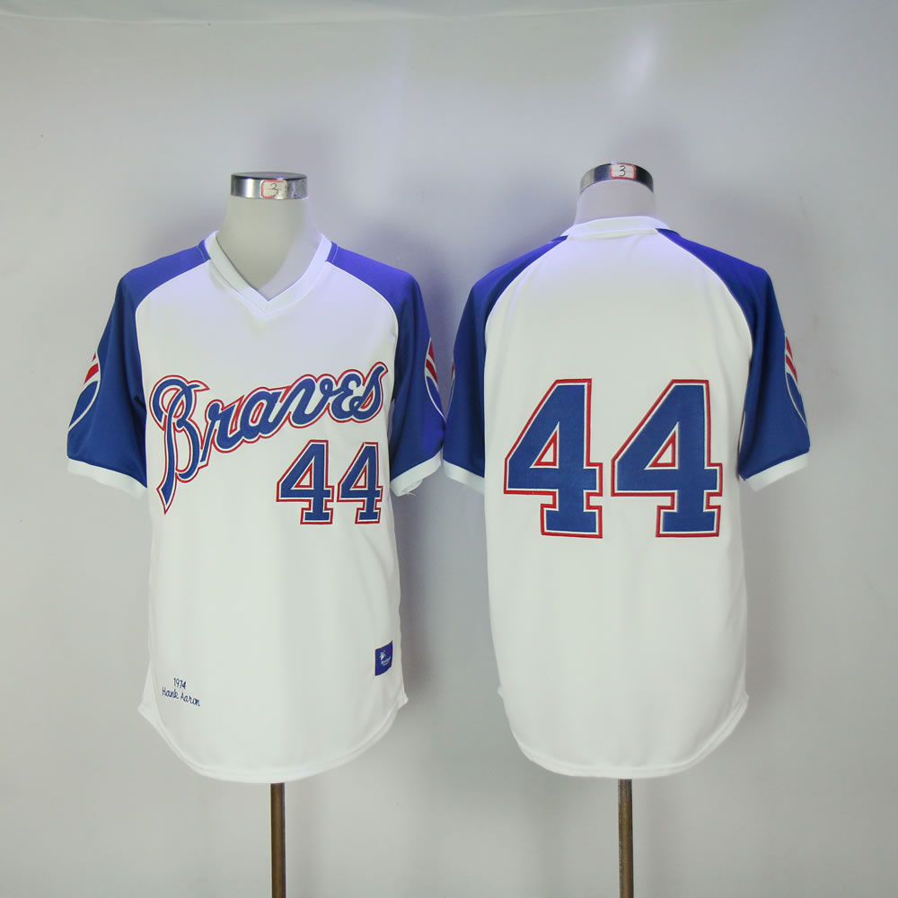Men Atlanta Braves #44 Aaron White Throwback MLB Jerseys